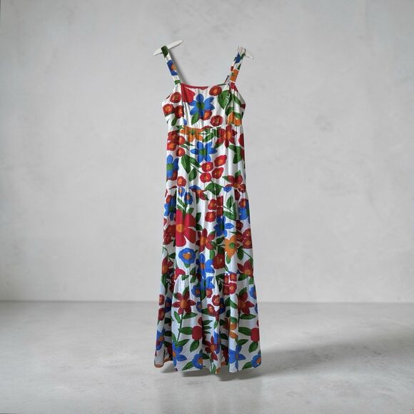Skies Are Blue Floral Maxi Dress Womens Small Multicolor Rayon Blend Spring - Picture 2 of 13